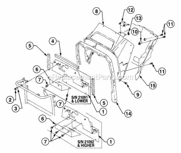Body Panel, Bonnet Diagram and Parts List for 54A-458D100, 590-603-100 Cub Cadet Lawn Tractor